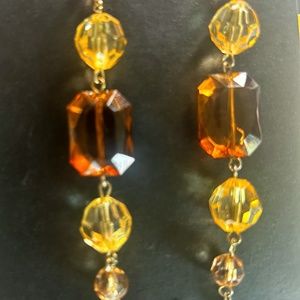 Long Brown/Yellow Paparazzi Earrings
